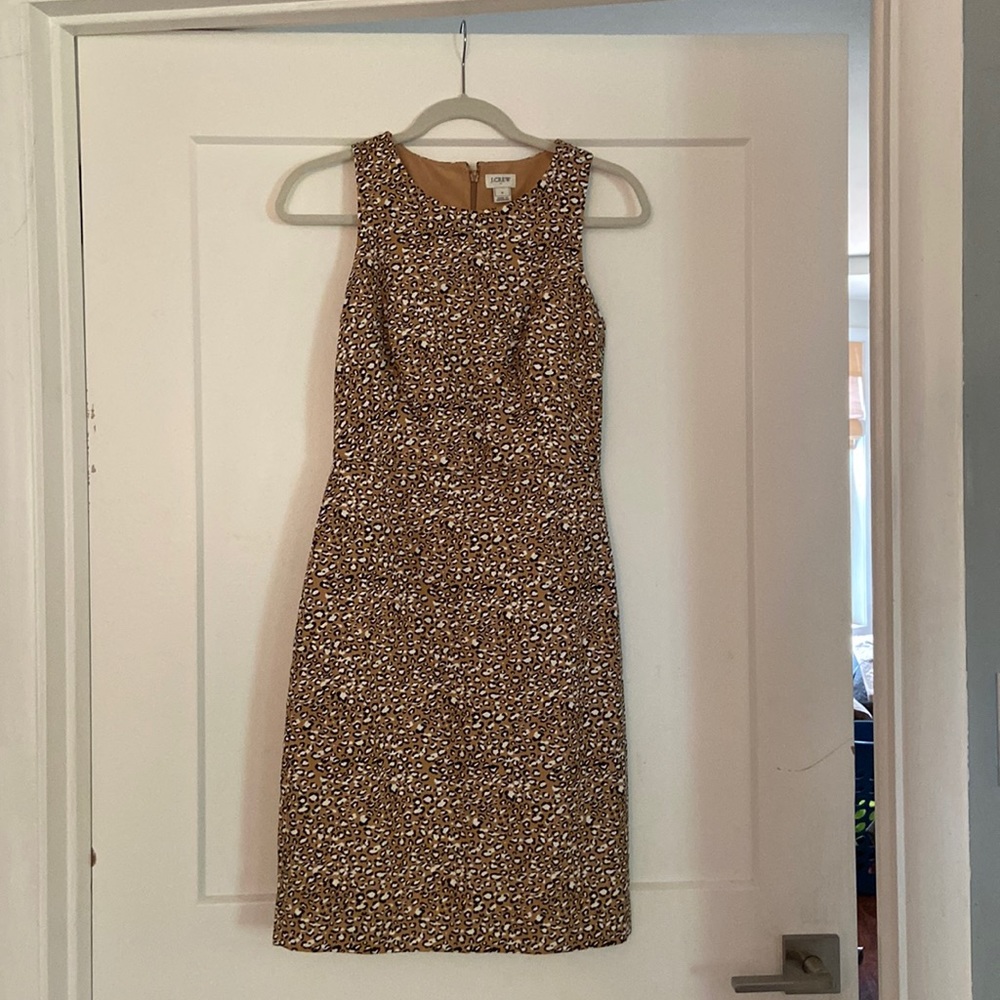 J Crew midi dress, cheetah pattern, great for work event or graduation!